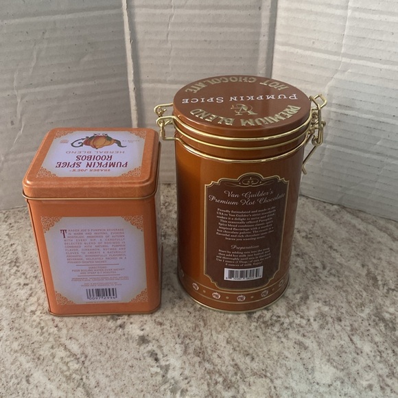 2 empty fall pumpkin spice tins. Great for autumn as decor or storage. - Picture 3 of 9